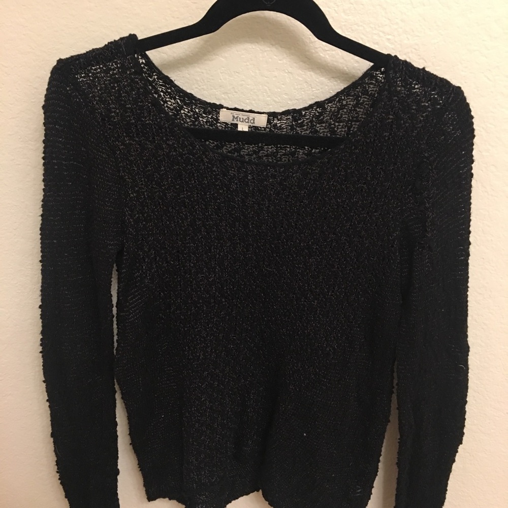Black Woven See-through Long Sleeve Mudd